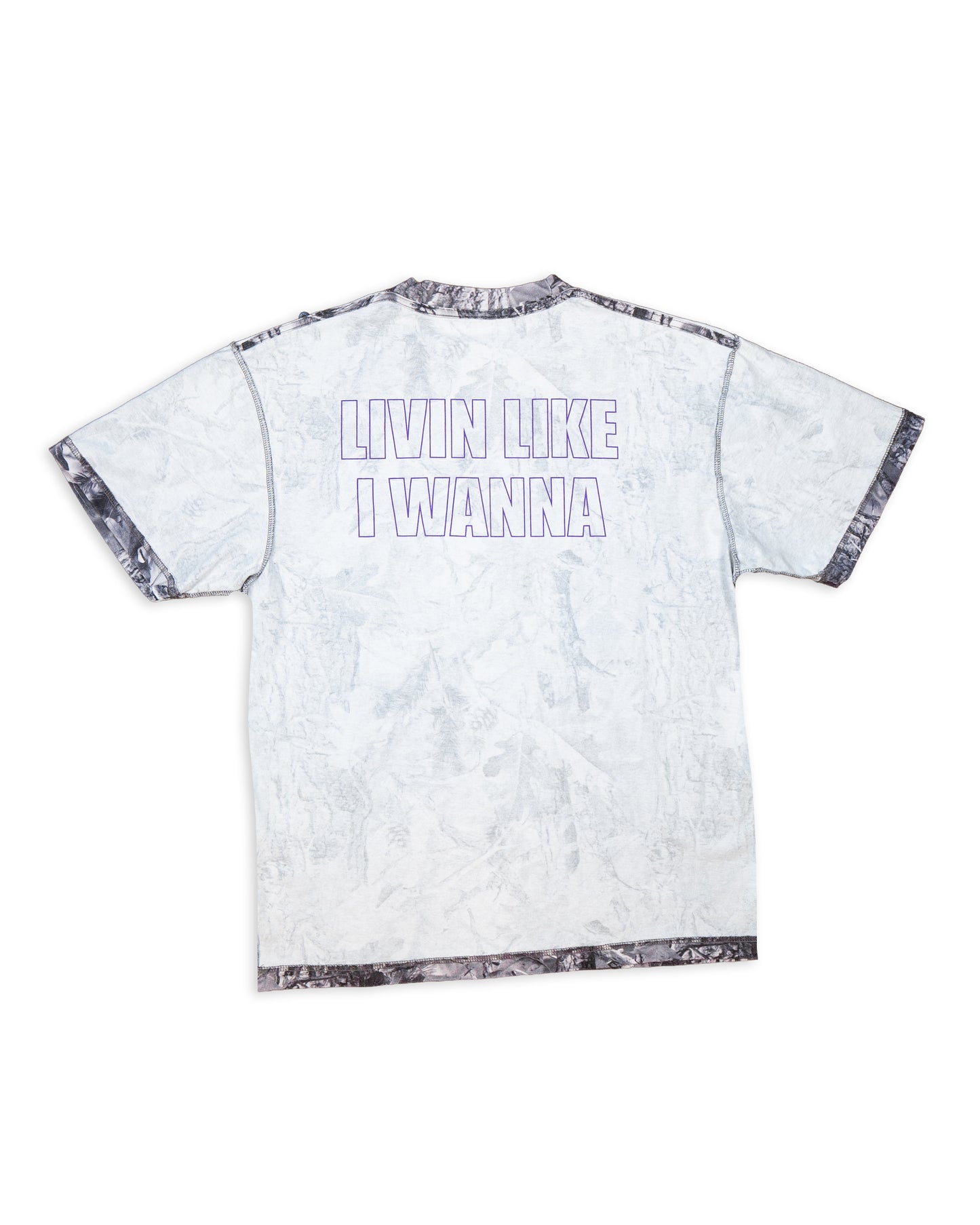 Reversible Two Sided T - Vintage Grey Wood Camo and Purple