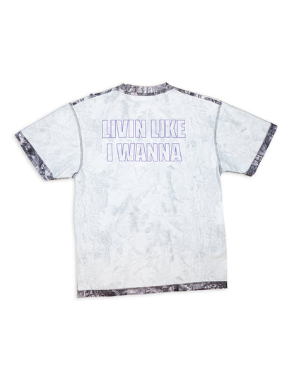 Reversible Two Sided T - Vintage Grey Wood Camo and Purple
