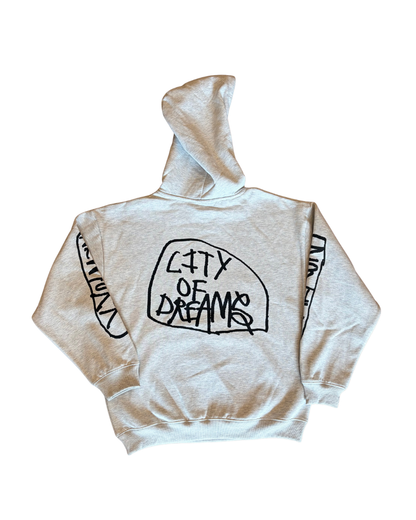CANCER CARL CITY OF DREAM PULL OVER HOODY- GREY WITH BLACK