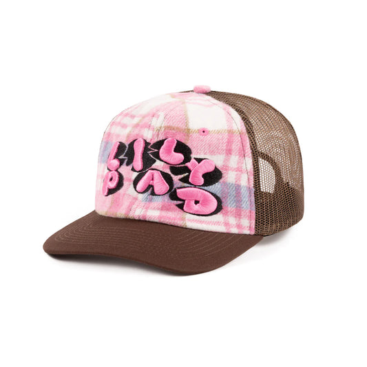 LILYPAD MAGAZINE 6 PANEL CUSTOM UNSTRUCTURED MESH HAT - PINK/BROWN