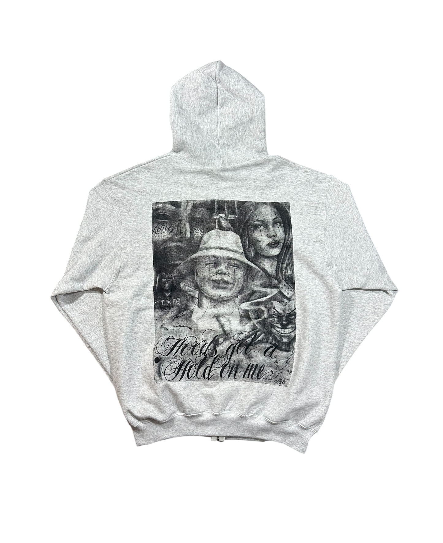 SATAN “HOODS GOT A HOLD ON ME” ZIP UP HOODIE - ASH