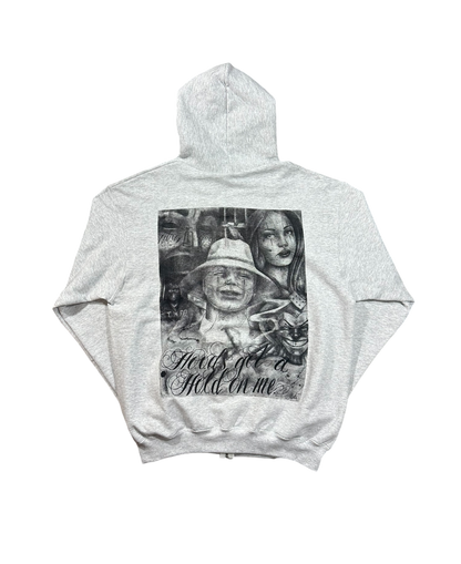 SATAN “HOODS GOT A HOLD ON ME” ZIP UP HOODIE - ASH