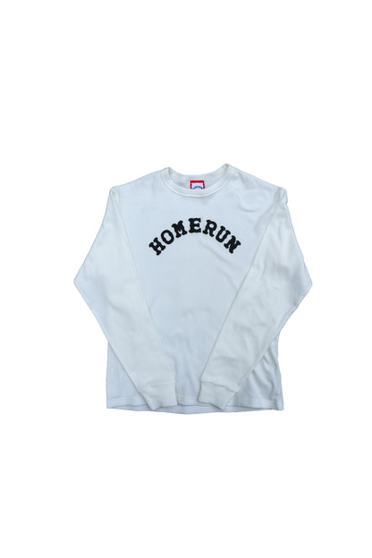 Arch Logo L/S Waffle Crew Neck - White