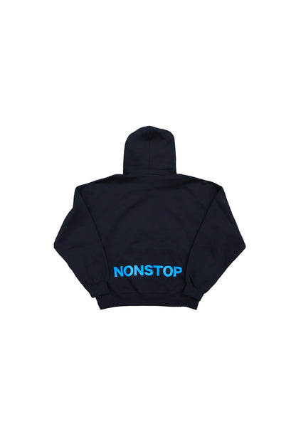 Homerun NONSTOP Boxy Fleece Hoodie - Black with Blue