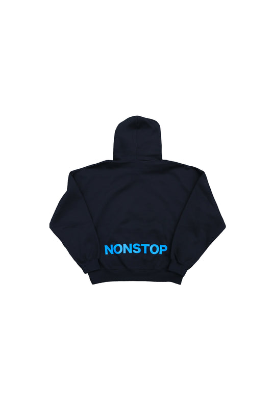 Homerun NONSTOP Boxy Fleece Hoodie - Black with Blue