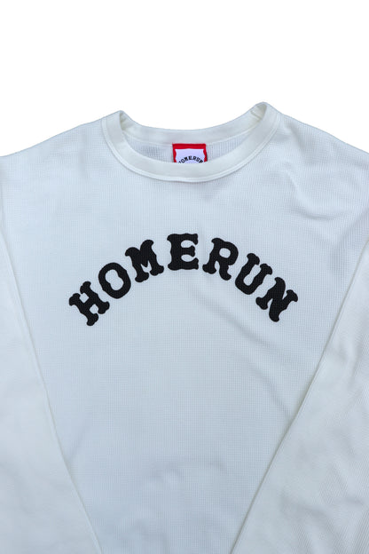 Arch Logo L/S Waffle Crew Neck - White