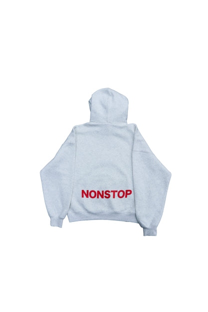 Homerun NONSTOP Boxy Fleece Hoodie - Gray with Red Arch