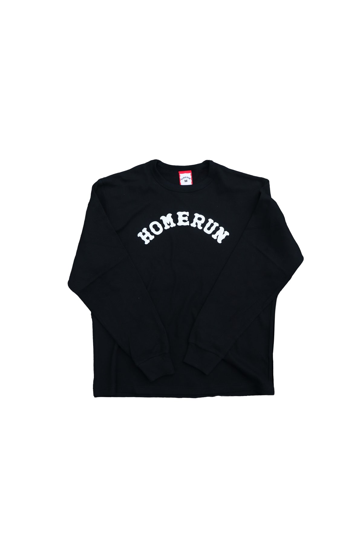 Arch Logo L/S Waffle Crew Neck - Black