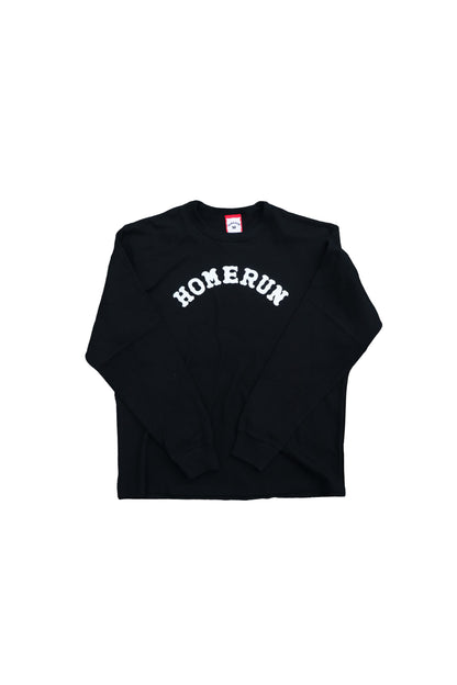 Arch Logo L/S Waffle Crew Neck - Black