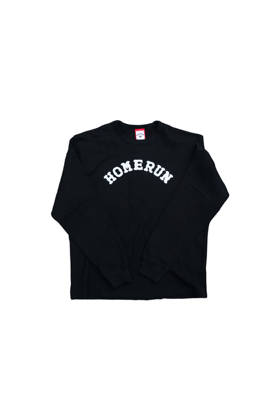 Arch Logo L/S Waffle Crew Neck - Black