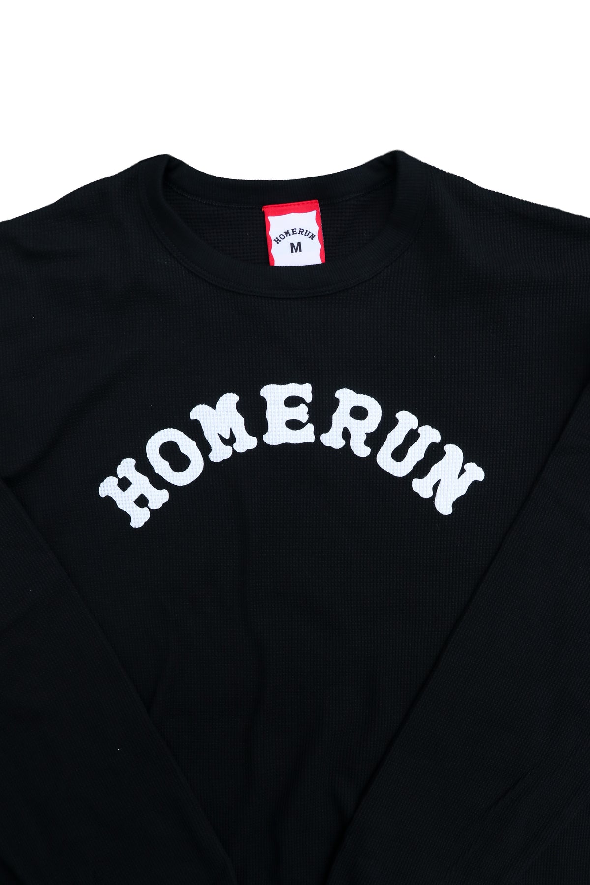 Arch Logo L/S Waffle Crew Neck - Black