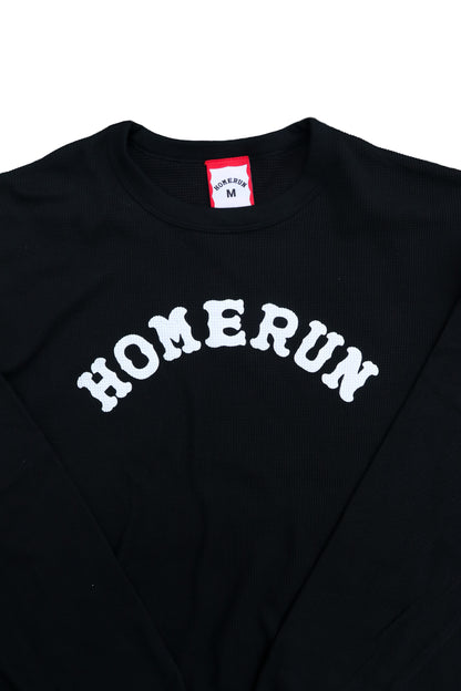 Arch Logo L/S Waffle Crew Neck - Black