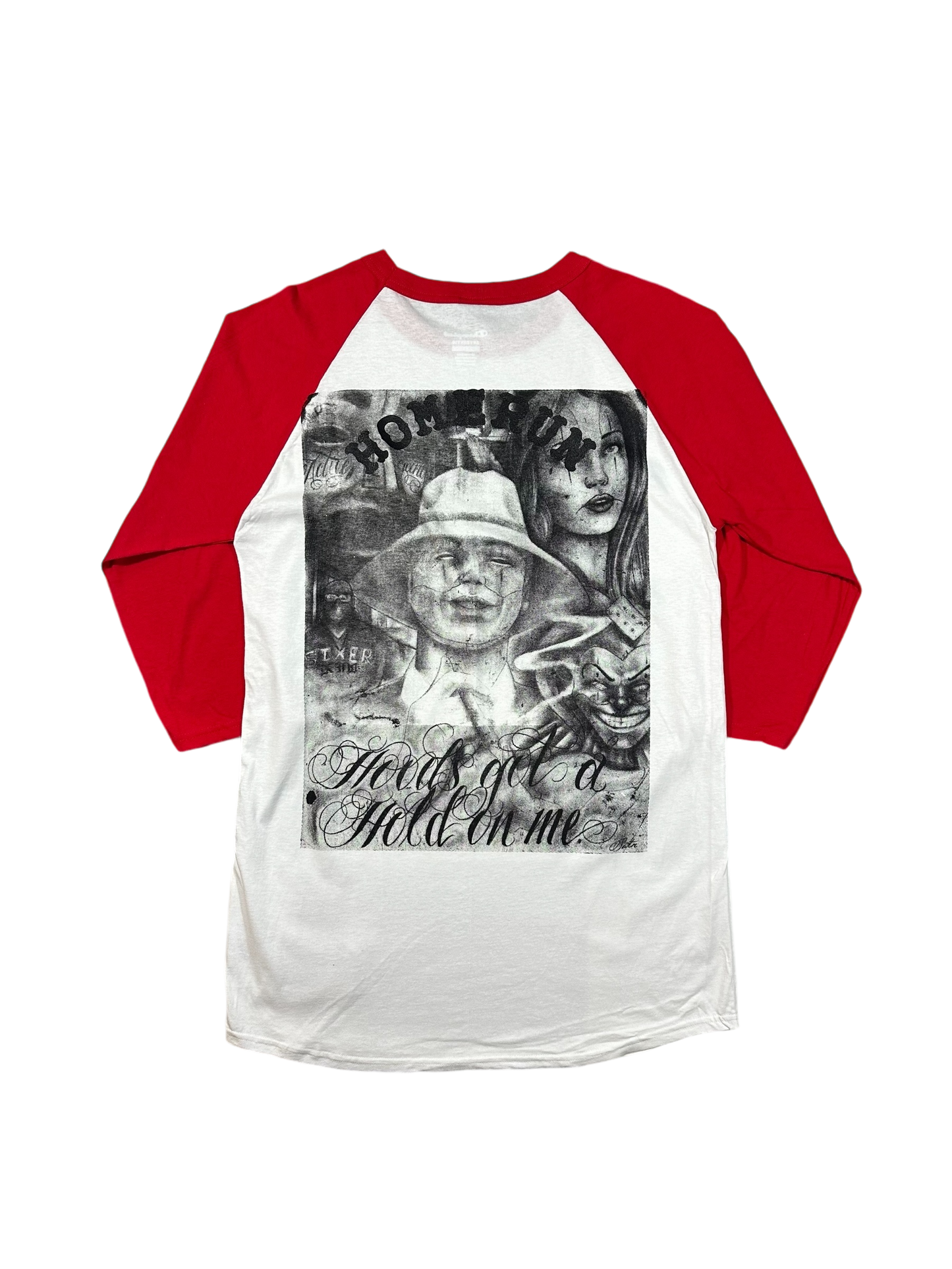 SATAN “HOODS GOT A HOLD ON ME” RAGLAN - WHITE/RED