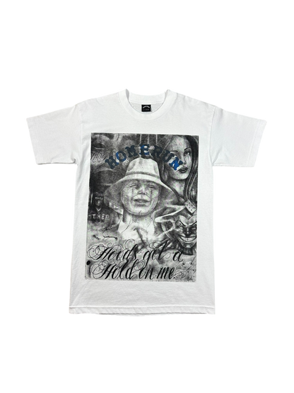 SATAN “HOODS GOT A HOLD ON ME” SHIRT - WHITE/ROYAL