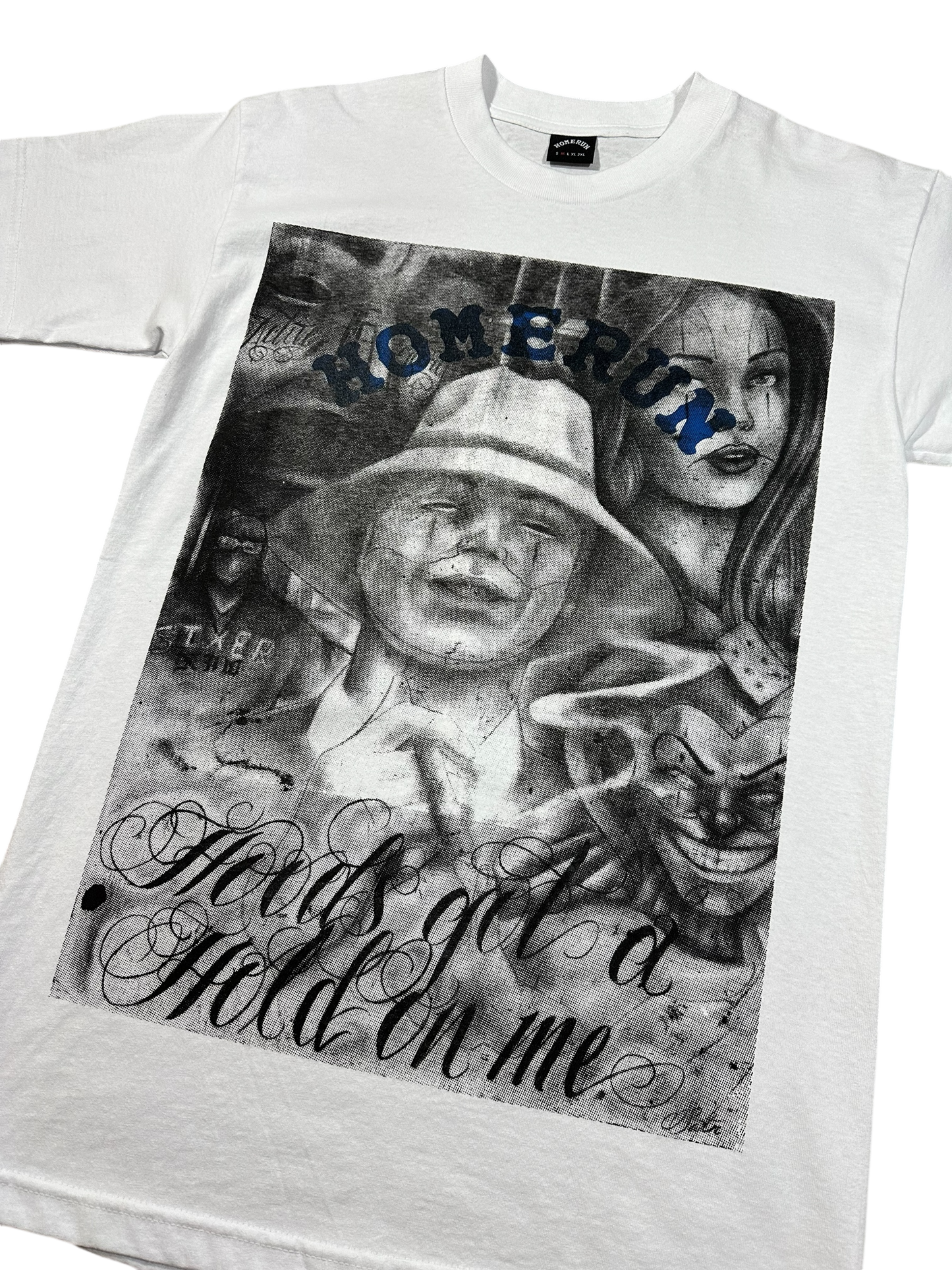 SATAN “HOODS GOT A HOLD ON ME” SHIRT - WHITE/ROYAL