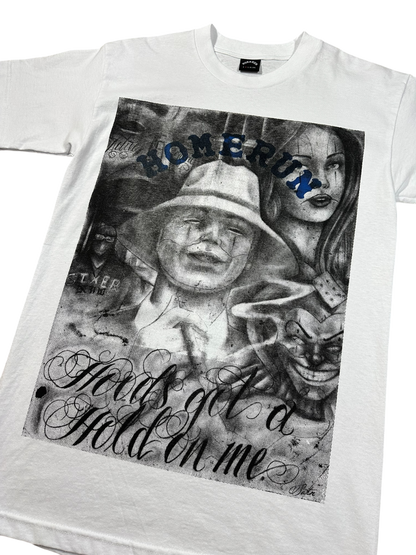 SATAN “HOODS GOT A HOLD ON ME” SHIRT - WHITE/ROYAL