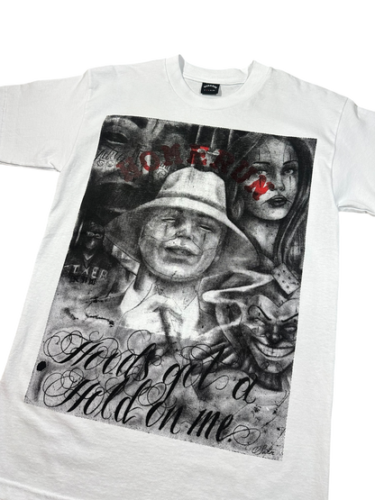 SATAN “HOODS GOT A HOLD ON ME” SHIRT - WHITE/RED