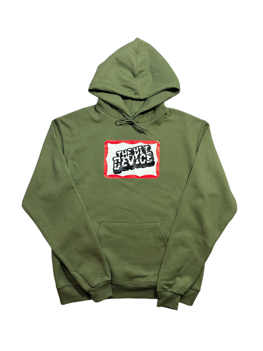 GREY PVC “THE HIT DEVICE” HOODIE - OLIVE