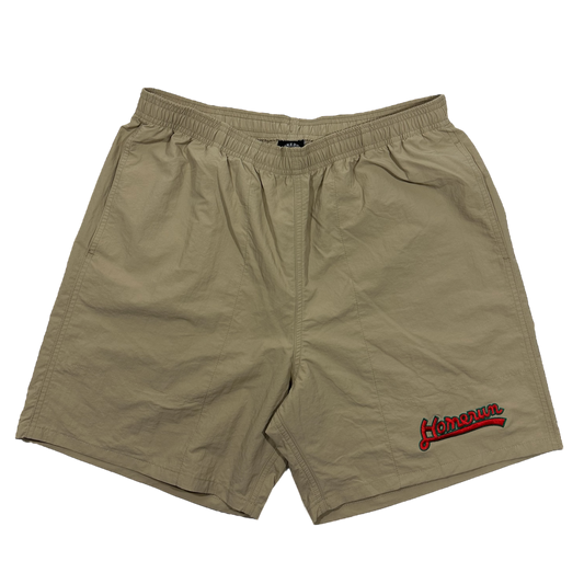 CURSIVE LOGO SHORTS - KHAKI