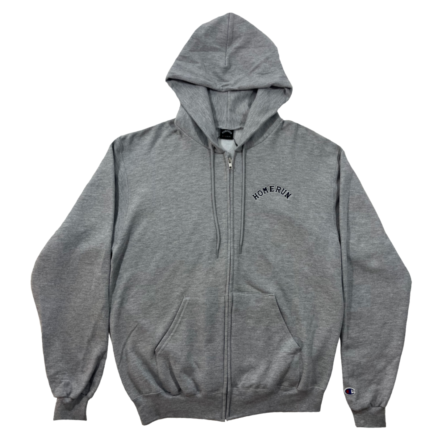 ARCH LOGO ZIP-UP HOODIE - GREY/NAVY