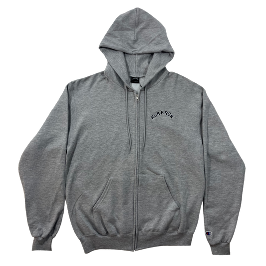 ARCH LOGO ZIP-UP HOODIE - GREY/NAVY