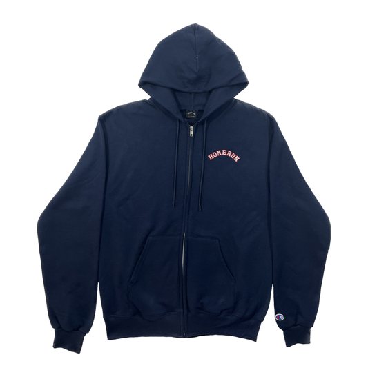 ARCH LOGO ZIP-UP HOODIE - NAVY