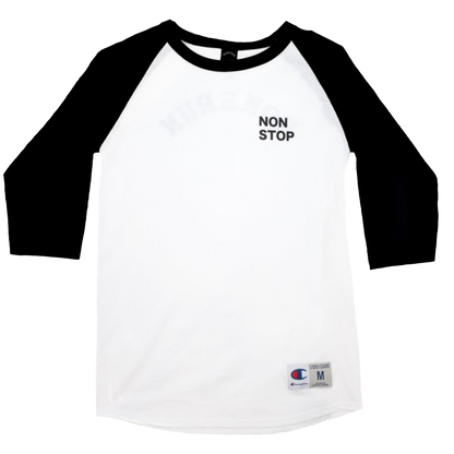 NON STOP RAGLAN SHIRT - BLACK AND WHITE