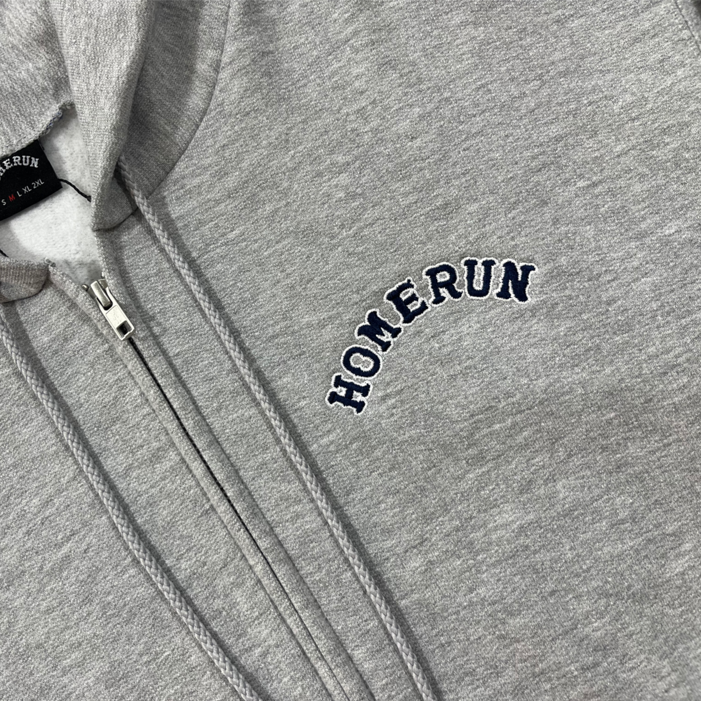 ARCH LOGO ZIP-UP HOODIE - GREY/NAVY