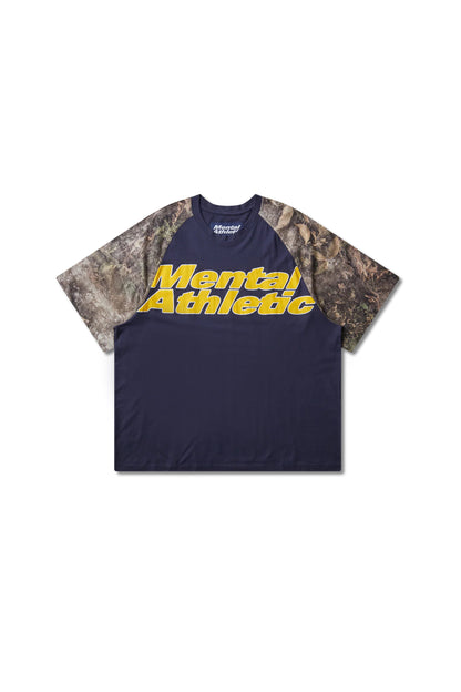 Mental Athletic Overlogo Raglan T-Shirt - Baritone Blue / Forest Camo