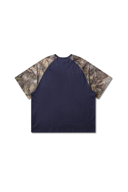Mental Athletic Overlogo Raglan T-Shirt - Baritone Blue / Forest Camo