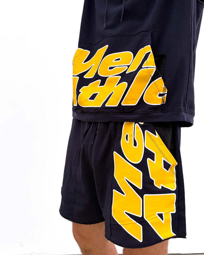 Mental Athletic Overlogo Utility Sweat Shorts - Baritone Blue / Yellow
