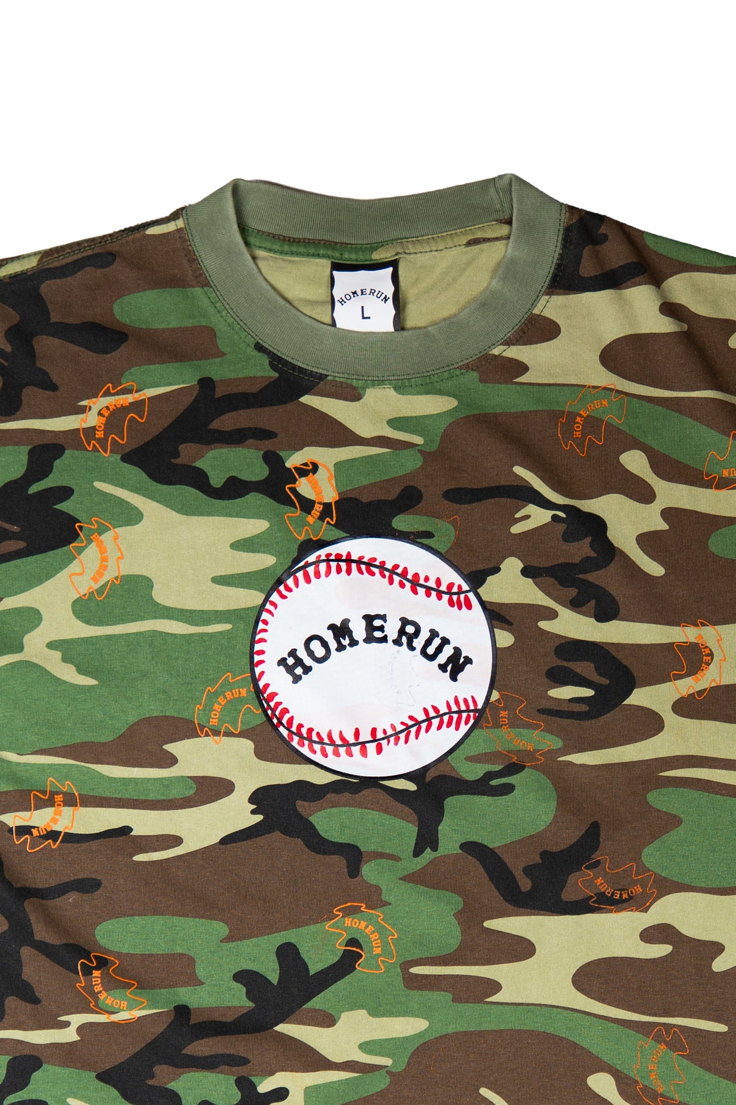 Reversible Two Sided Baseball T - Woodland Camo and Orange